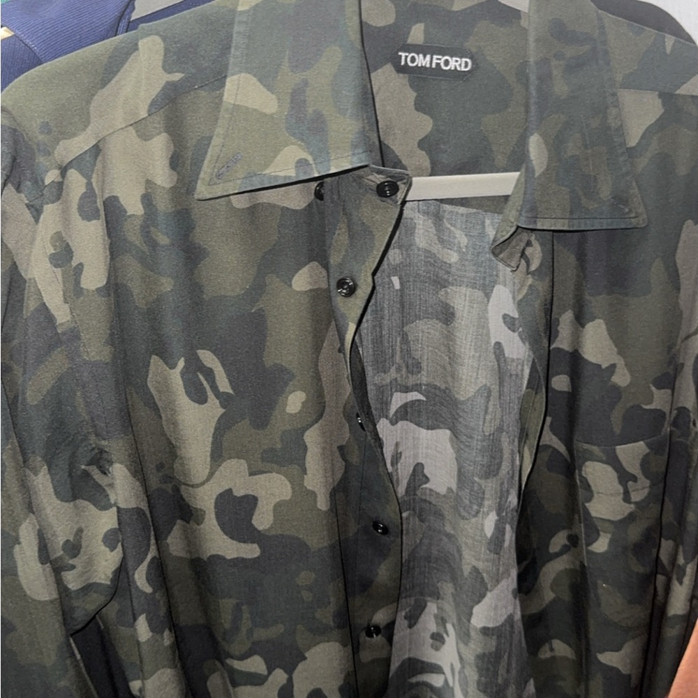 Tom Ford Green and Black Military Field Shirt